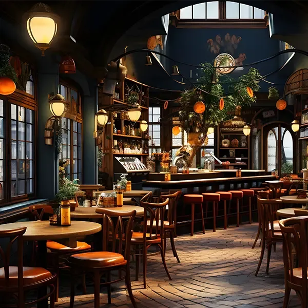 Welcoming and warm restaurant decor