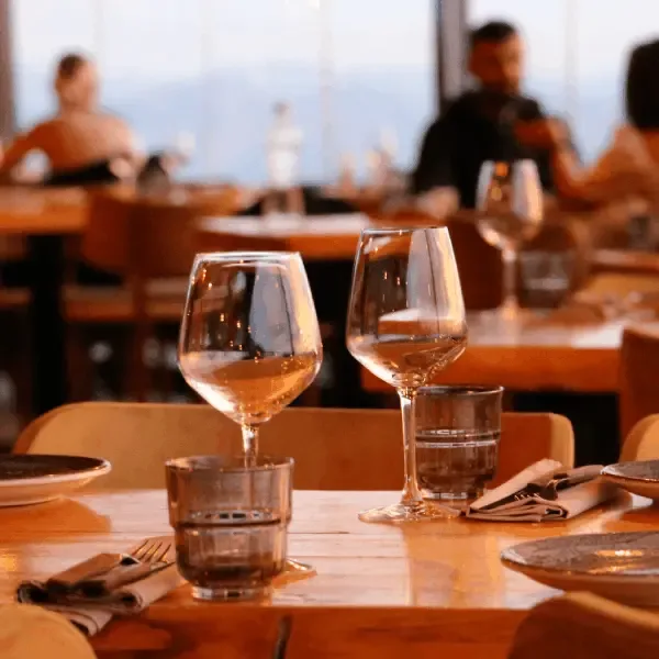 Restaurant guests enjoying a meal 