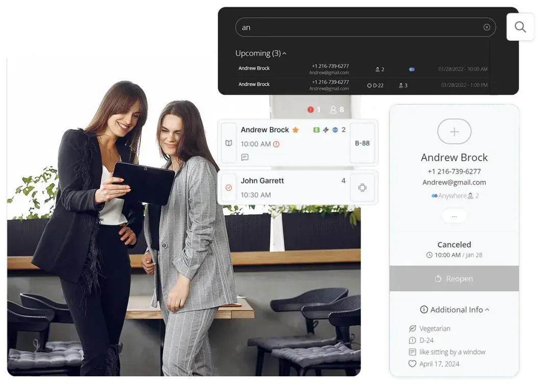 Business partners discussing a restaurant software referral